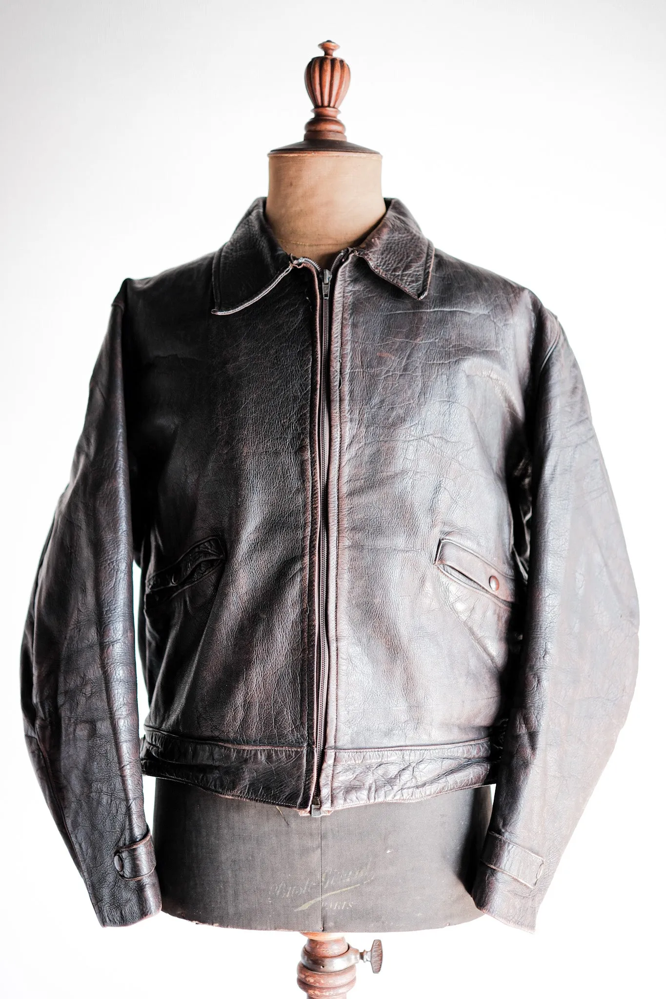 [~ 40's] Australie Vintage Zip Up Leather Jacket