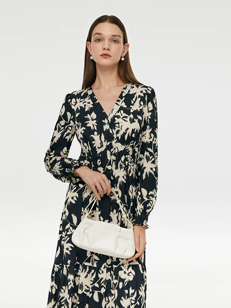 19 Momme Soie de mûrier Imprimé floral Robe maxi pour femmes robe