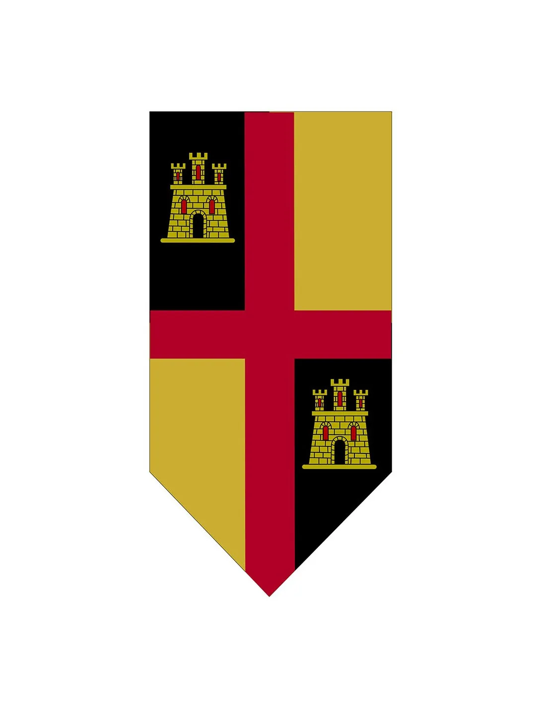 Bannière Médiévale Croix avec Châteaux ⚔️ Boutique Épées