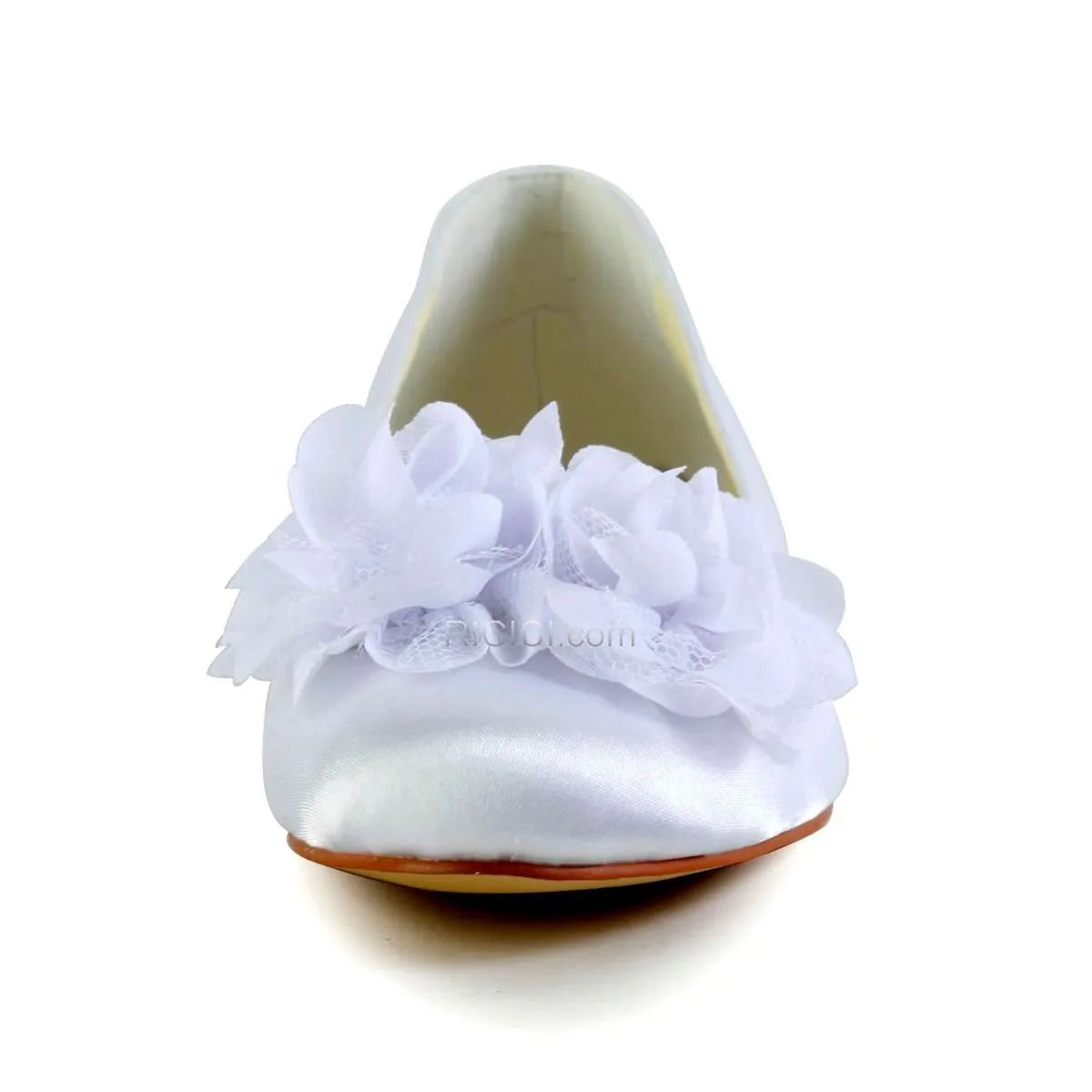 Chaussure Mariée Blanche Satin Escarpins Femmes Belle Plates