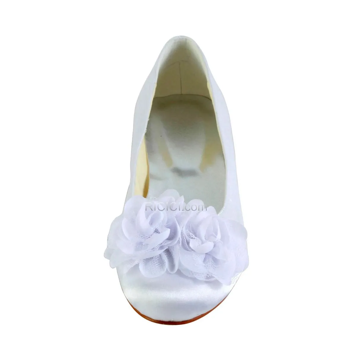 Chaussure Mariée Blanche Satin Escarpins Femmes Belle Plates