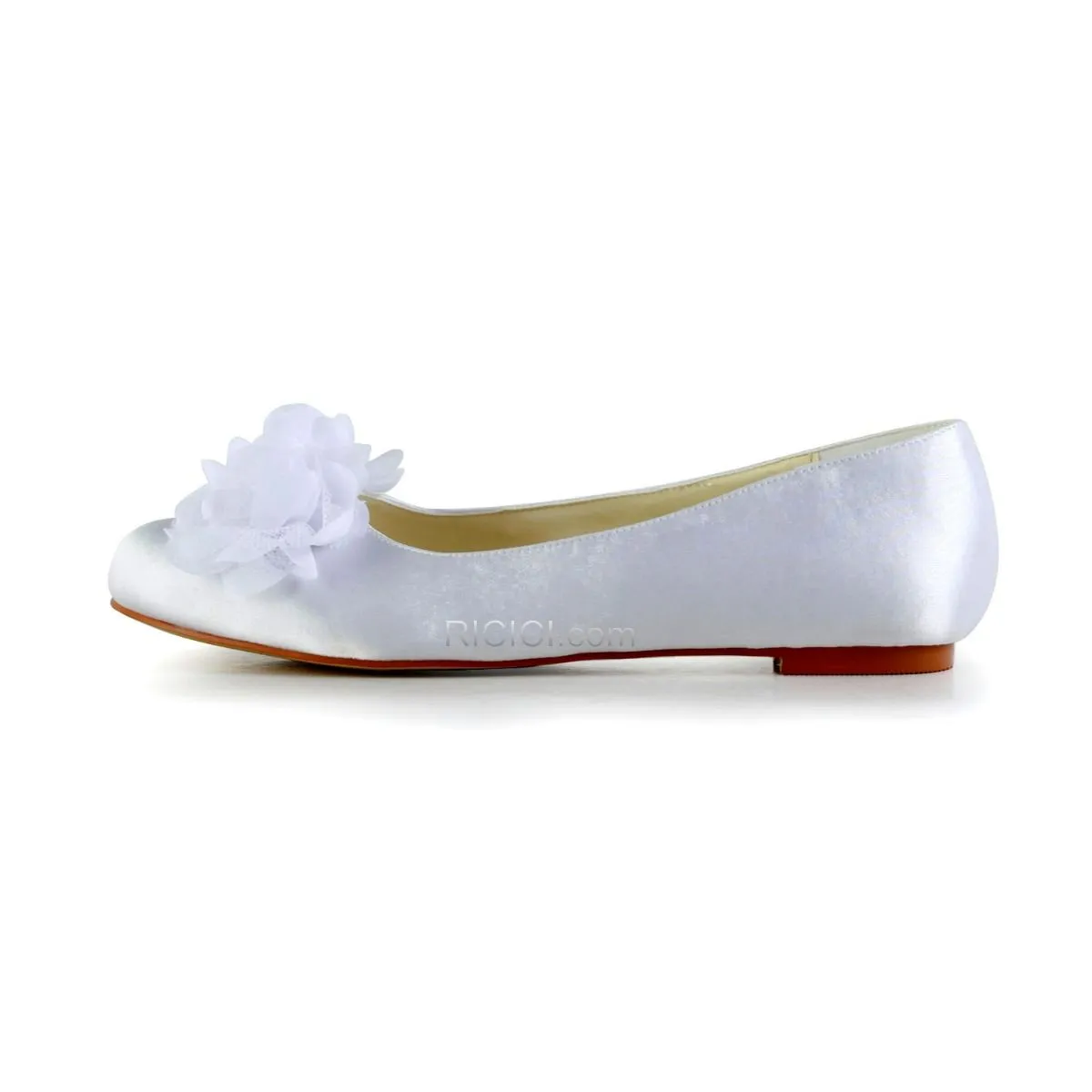 Chaussure Mariée Blanche Satin Escarpins Femmes Belle Plates
