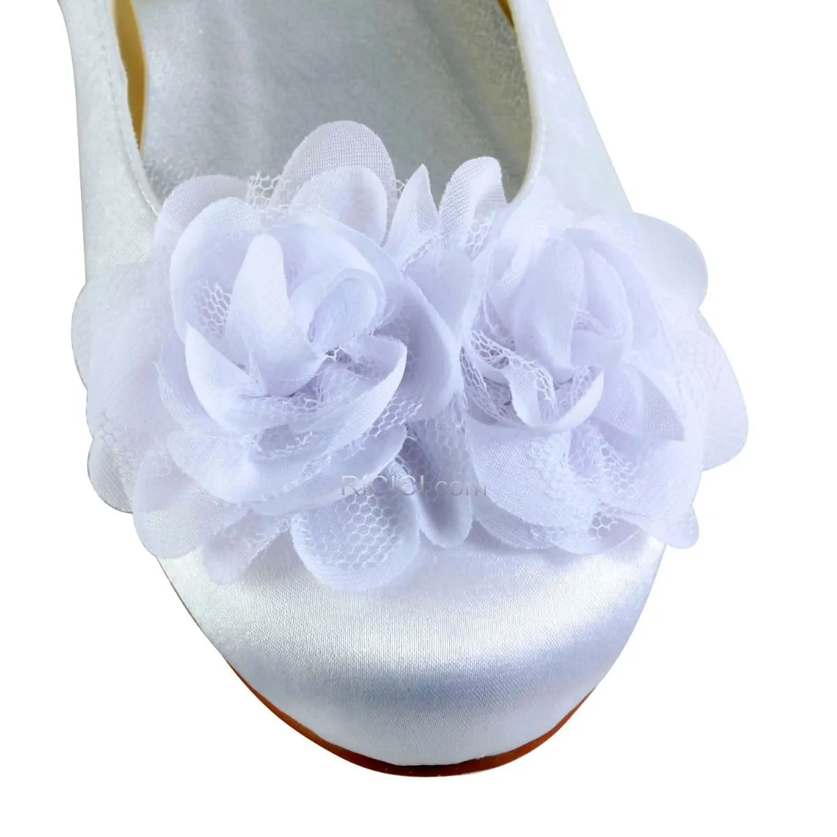 Chaussure Mariée Blanche Satin Escarpins Femmes Belle Plates