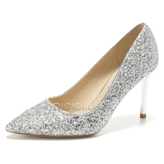 Chaussure Mariée Talon Aiguille Paillette Escarpins Femmes Talon Haut Chaussure De Bal