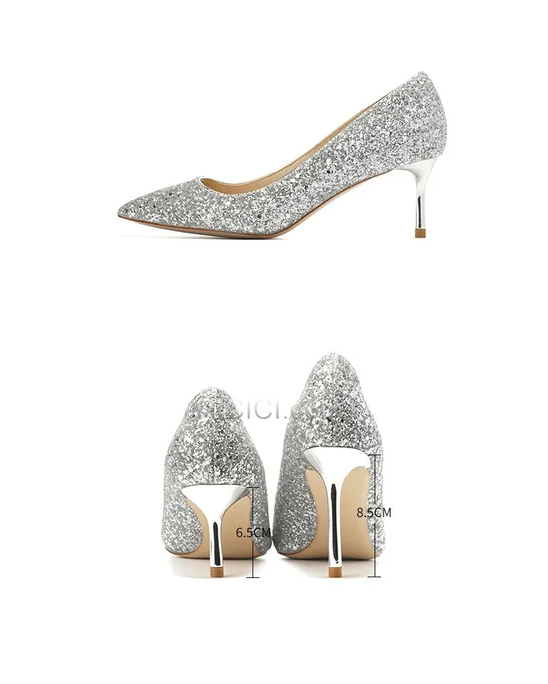 Chaussure Mariée Talon Aiguille Paillette Escarpins Femmes Talon Haut Chaussure De Bal