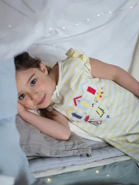 Chemise de nuit à rayures jaune soleil enfant fille