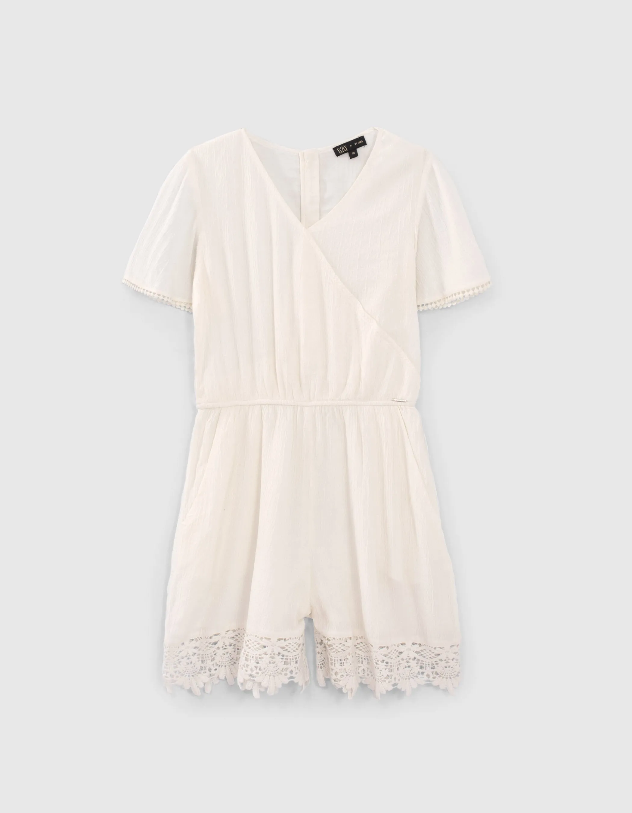 Combi-short écru Ecovero® bordé dentelle fille
