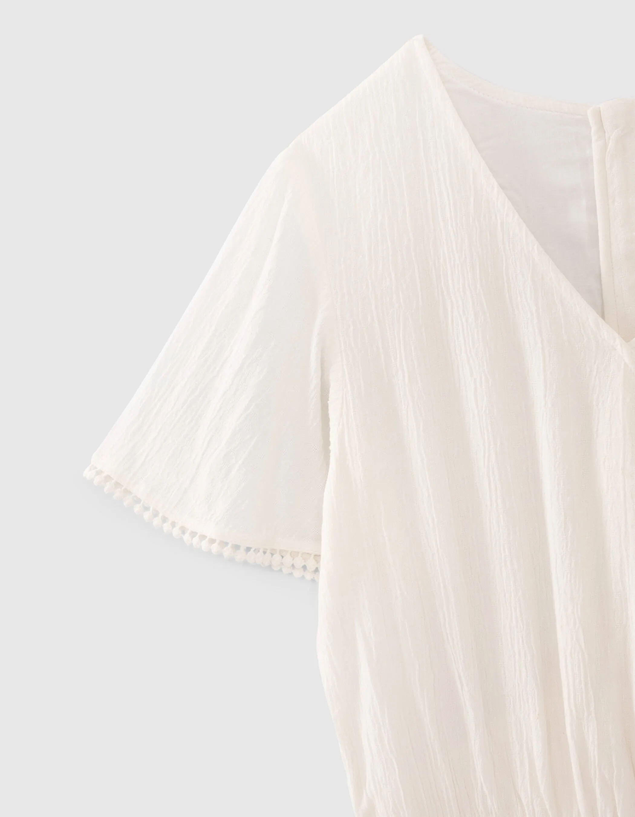 Combi-short écru Ecovero® bordé dentelle fille