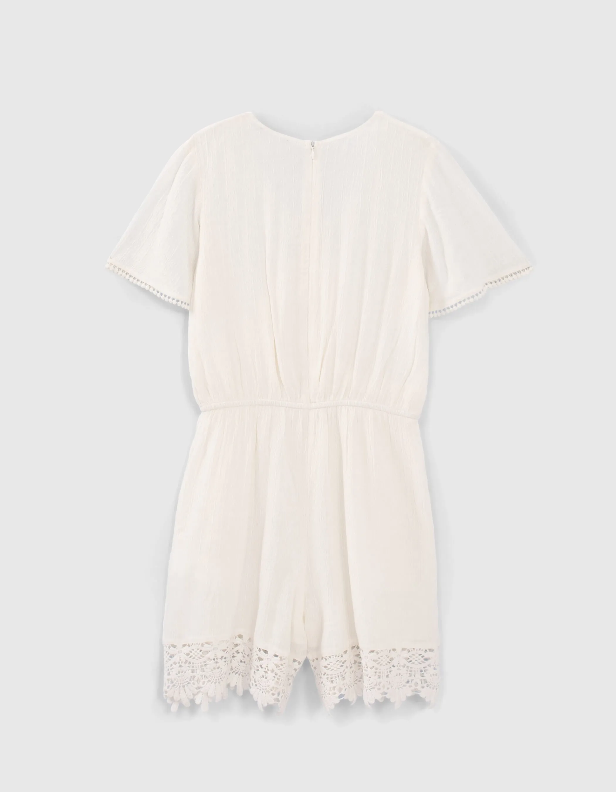 Combi-short écru Ecovero® bordé dentelle fille