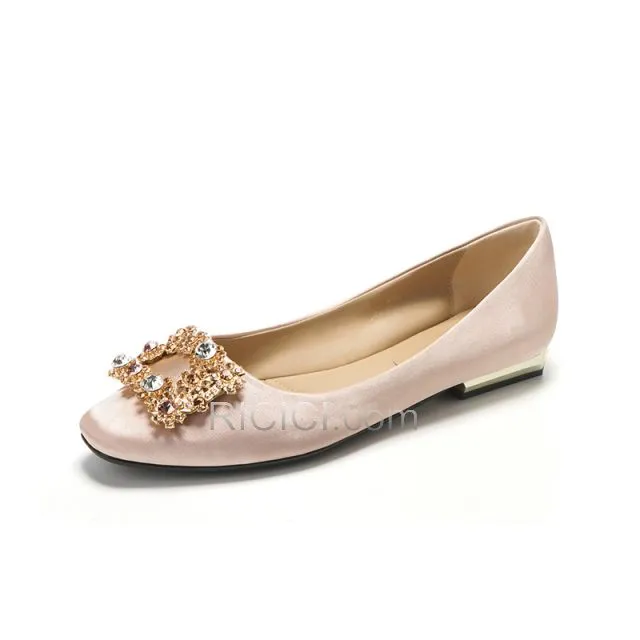 Confort Avec Strass Plate Escarpins Femmes Avec Cristal