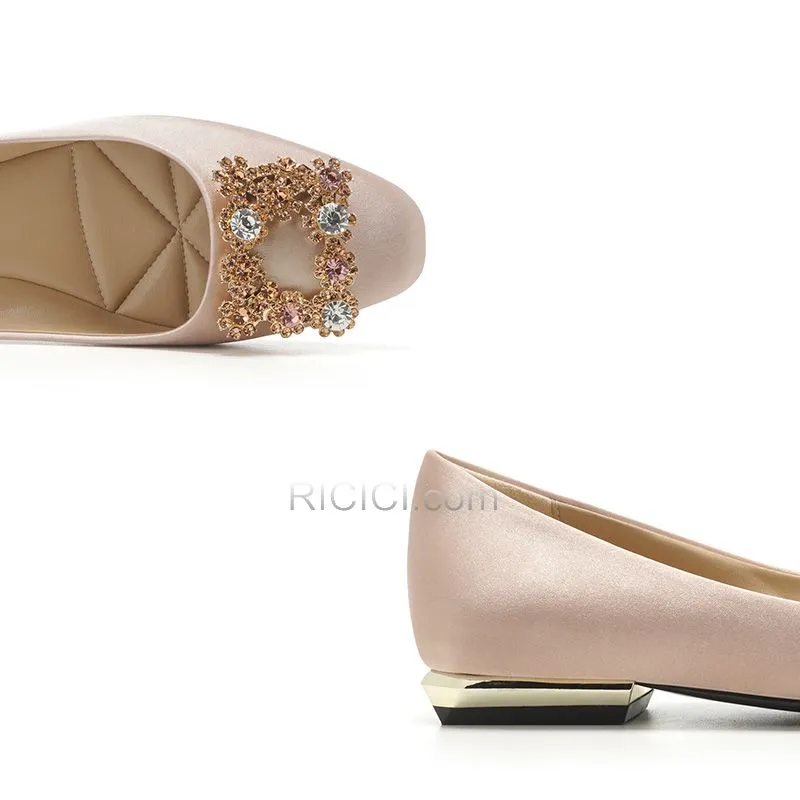 Confort Avec Strass Plate Escarpins Femmes Avec Cristal