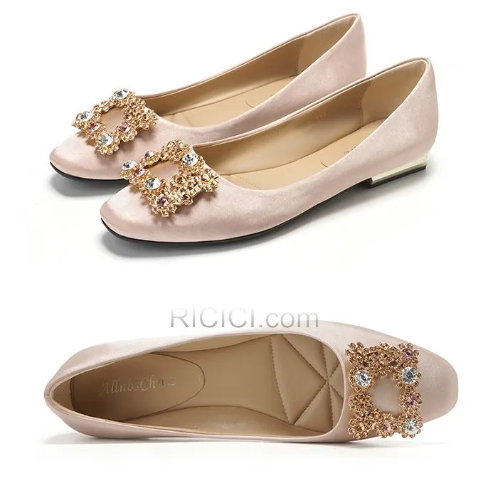 Confort Avec Strass Plate Escarpins Femmes Avec Cristal