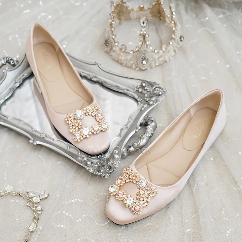 Confort Avec Strass Plate Escarpins Femmes Avec Cristal