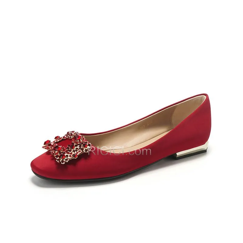 Confort Avec Strass Plate Escarpins Femmes Avec Cristal
