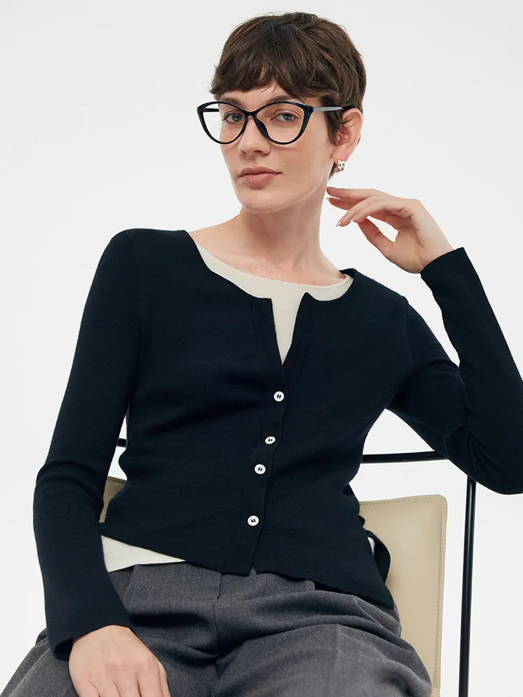 Haut en tricot à manches longues en patchwork de laine pour femmes