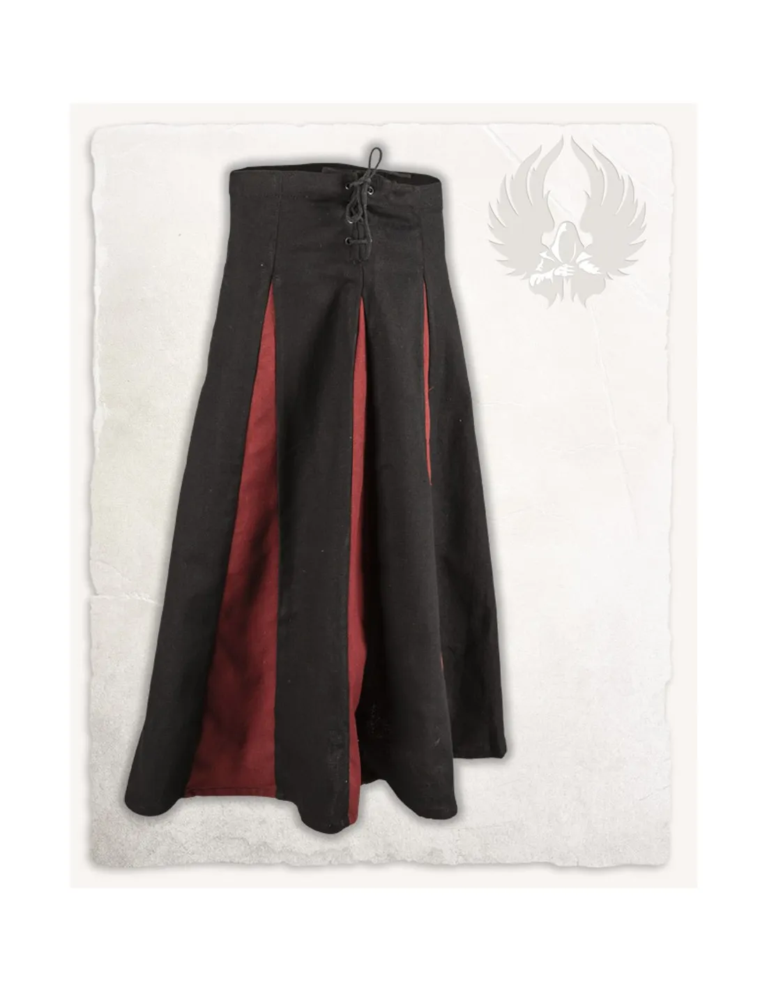 Jupe médiévale bicolore modèle Isabell (noir-bordeaux) ⚔️ Boutique Épées