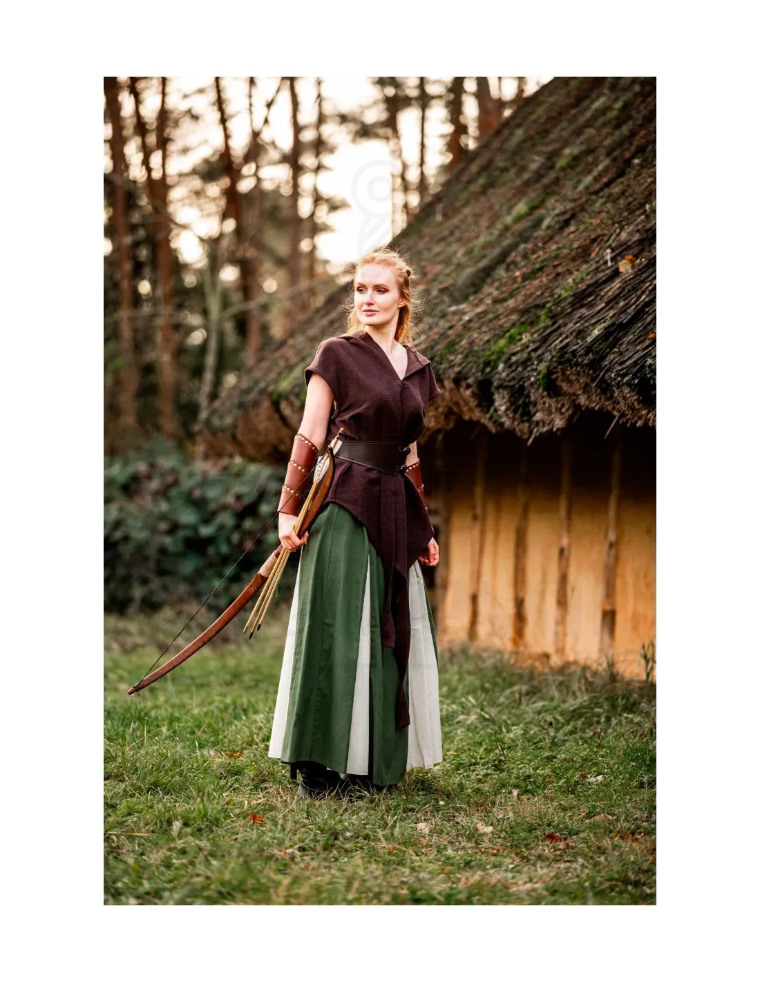 Jupe médiévale modèle Isabella, vert naturel ⚔️ Boutique Épées