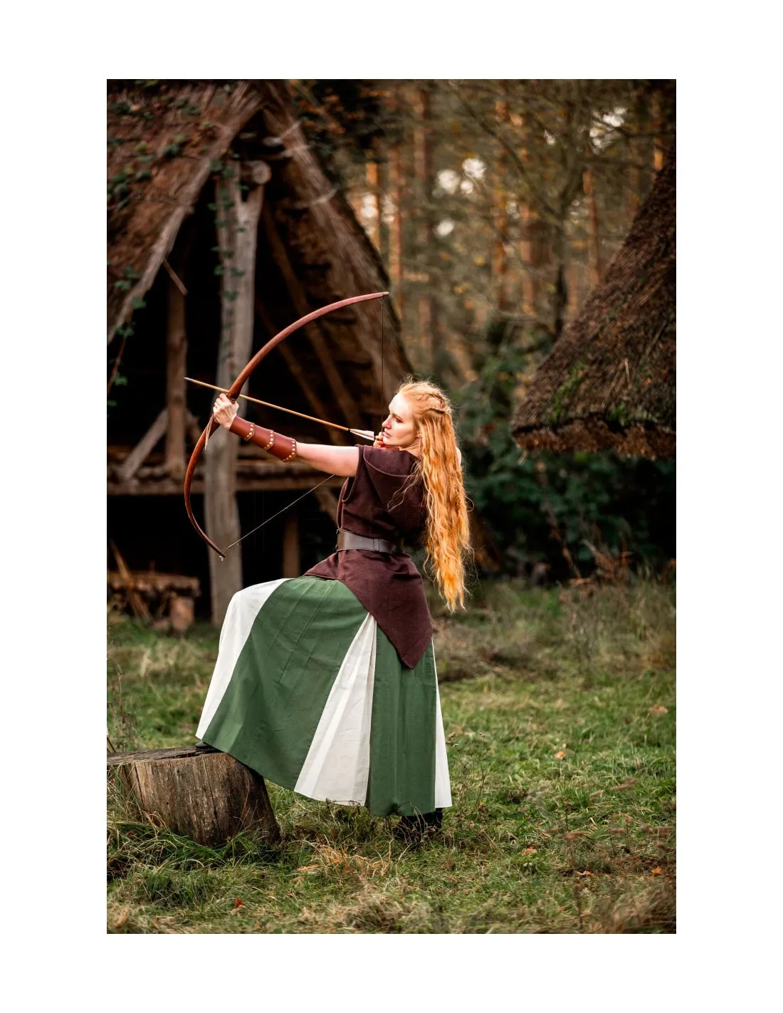 Jupe médiévale modèle Isabella, vert naturel ⚔️ Boutique Épées