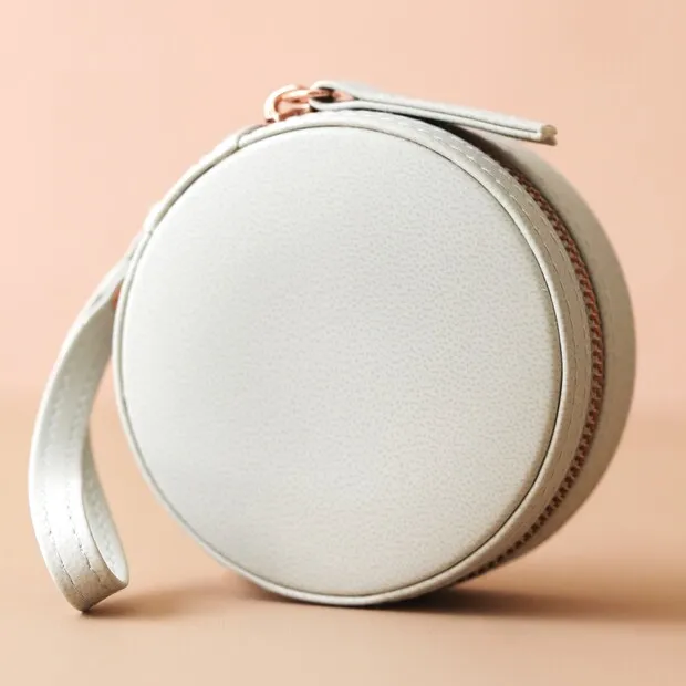 Lisa Angel Grey Mini Round Travel Jewellery Case - Trouva