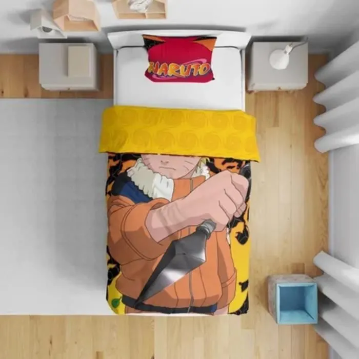 Naruto Shippuden - Parure de Lit Enfant, Housse de couette 140x200 cm, une Taie d’oreiller 63x63 cm