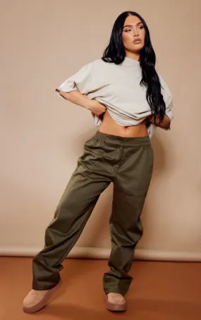 Pantalon cargo droit kaki à taille basse