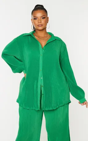 Plus Chemise oversize vert vif plissée à boutons devant