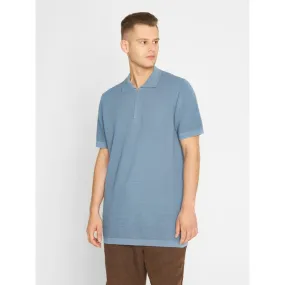 Polo zippé bleu en maille de coton bio - polo zipper knit asley blue 1322 asley blue homme