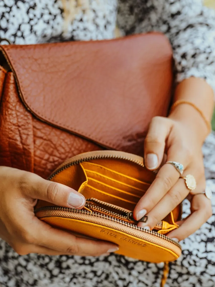 PORTEFEUILLE CUIR JAUNE FEMME LePortefeuille Manon - Safran