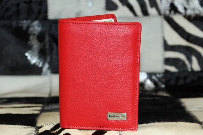 portefeuille cuir vachette rouge