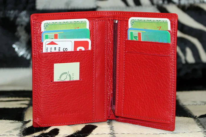 portefeuille cuir vachette rouge
