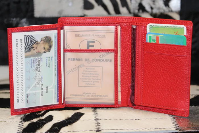 portefeuille cuir vachette rouge