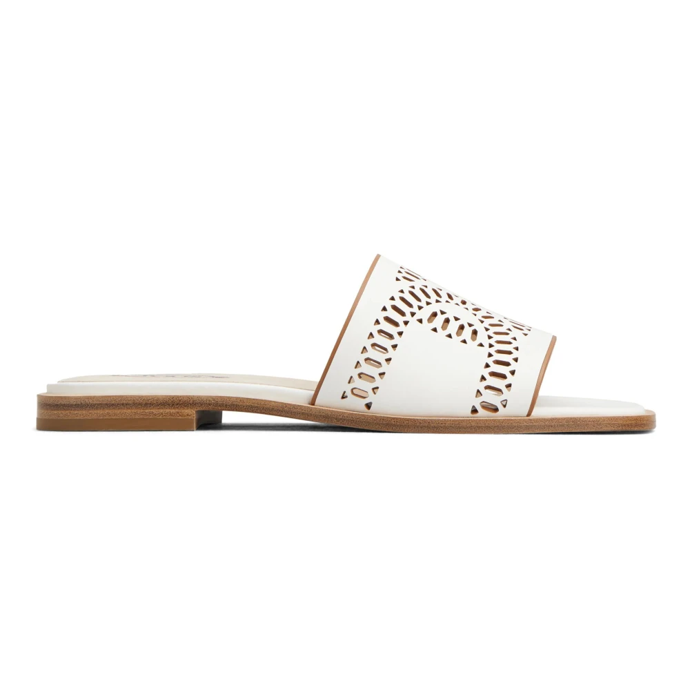 Sandales Blanches en Cuir à Chaîne