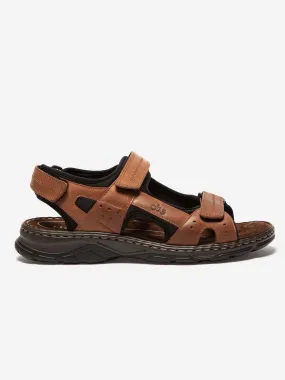 Sandales Homme A Scratch Dessus Cuir Marron tbs
