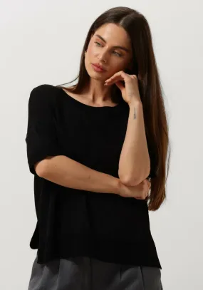 selected femme t-shirt slfwille ss knit o-neck en noir