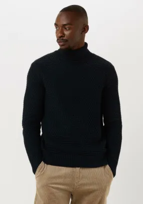 selected homme col roulé remy ls knit all stu roll neck w camp bleu foncé