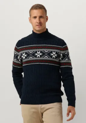 selected homme col roulé slhflake ls knit cable high ne bleu foncé