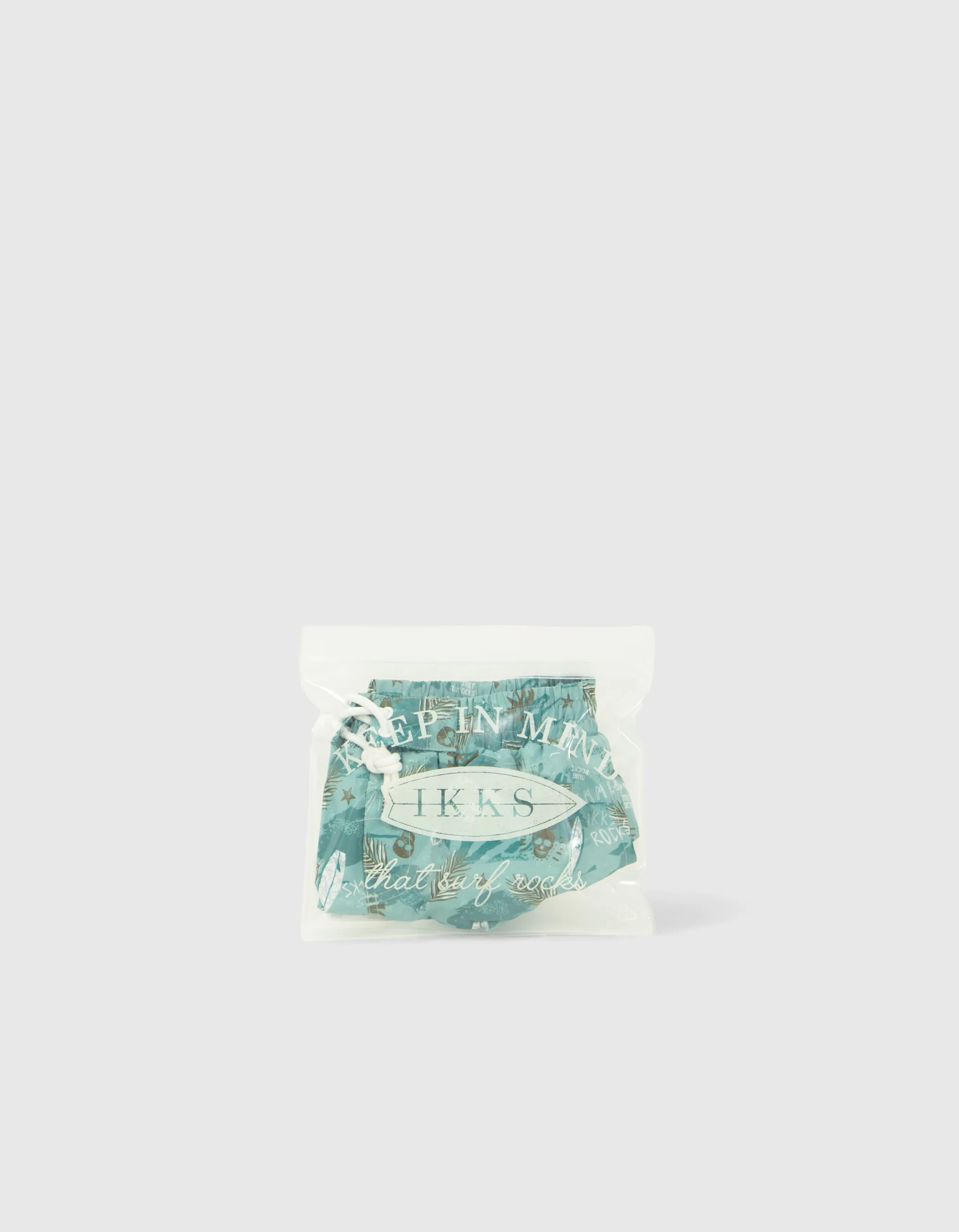 Short de bain vert imprimé surf-rock garçon