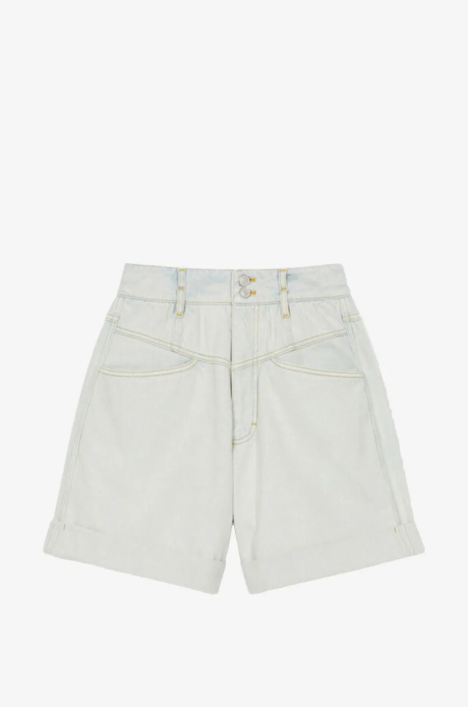 Short en denim délavé taille haute