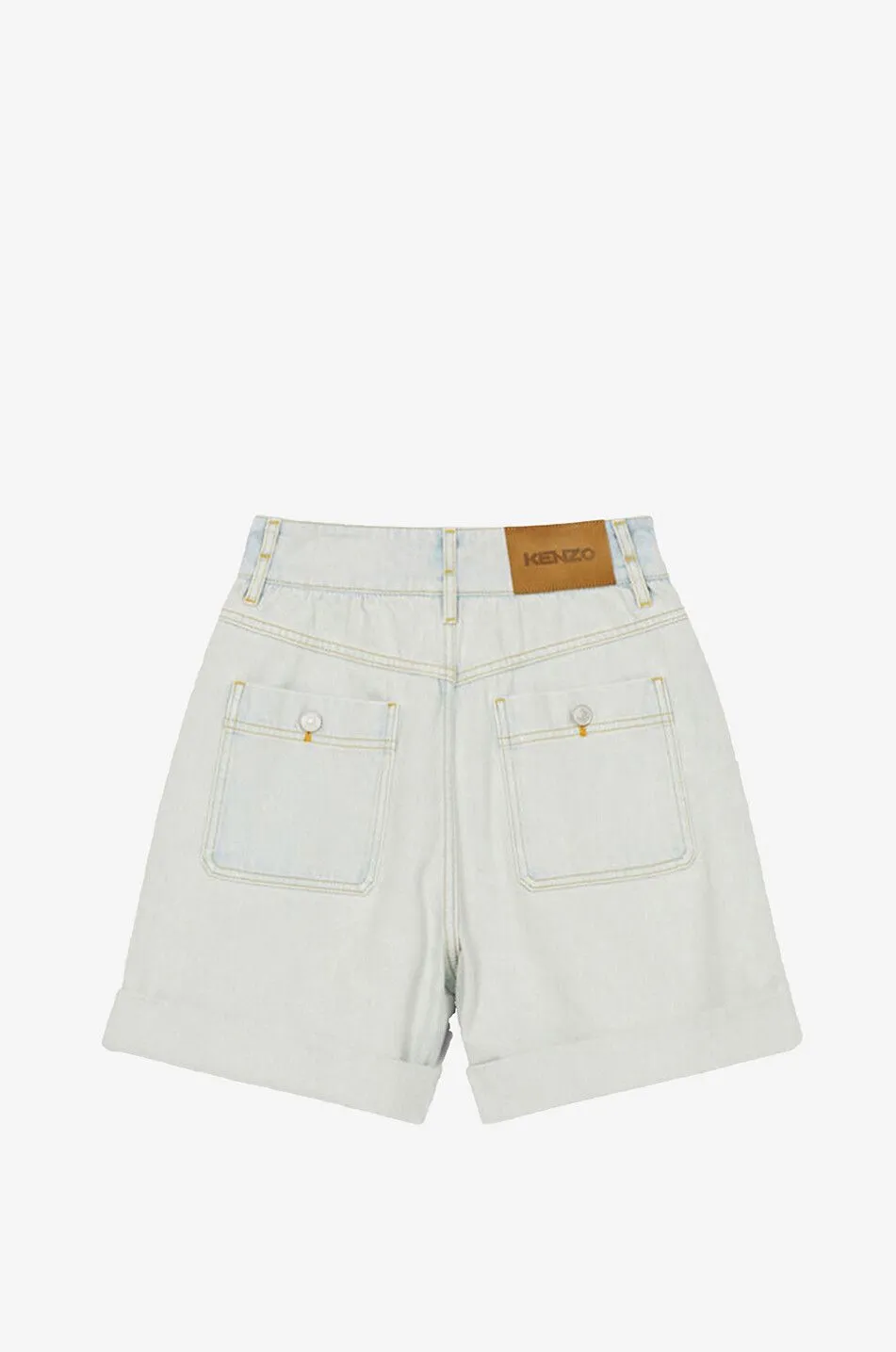 Short en denim délavé taille haute