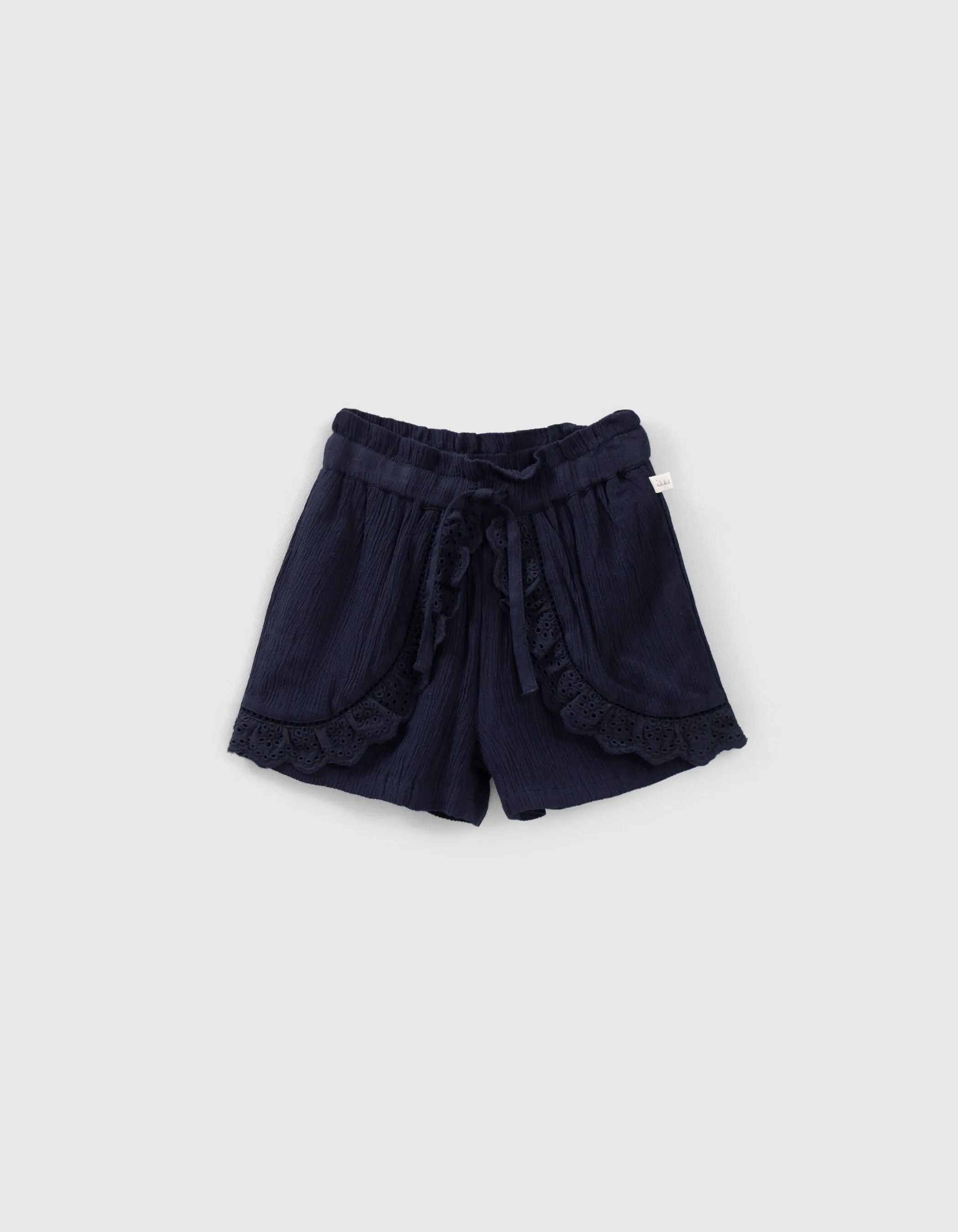 Short marine à volants brodés bébé fille