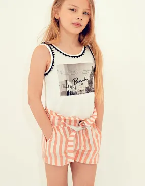 Short pêche à rayures fille